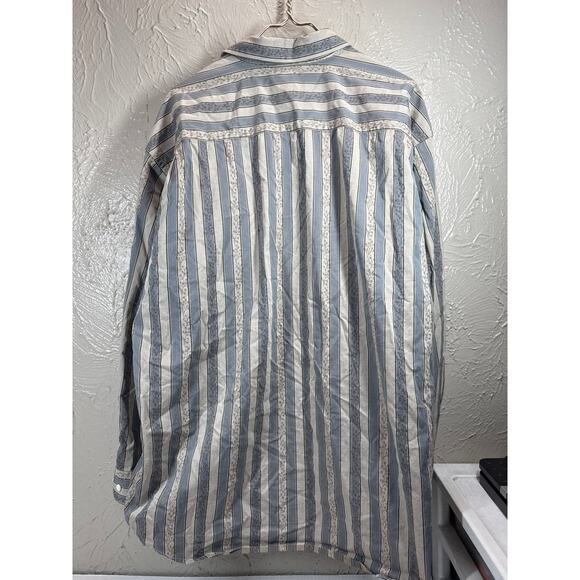 Johnston & Murphy Striped Floral Print Long Sleeve Button Up Shirt Mens Size XL - Picture 2 of 5